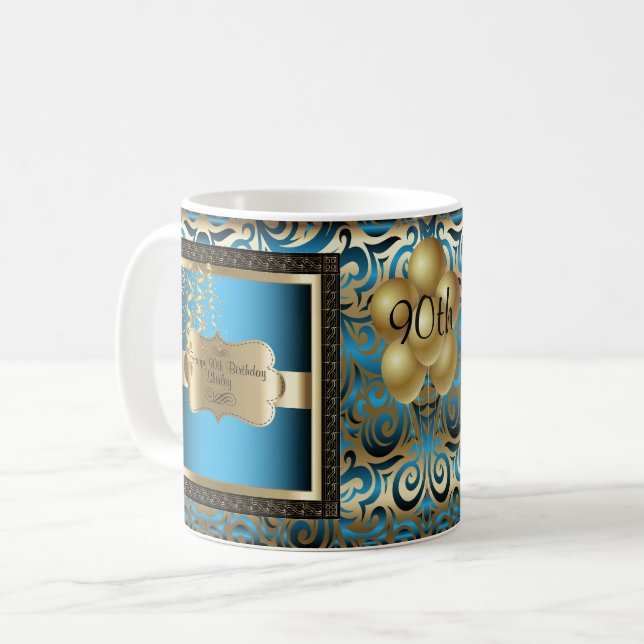 Mug Blue and Gold Metallic Joyeux 00e anniversaire (Devant gauche)