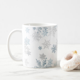 Mug Blue and Silver Grey Winter Wonderland Snowflake
