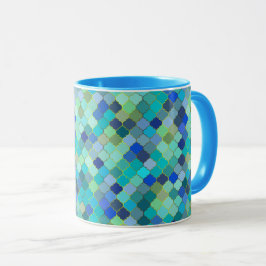 Mug Blue Aqua Moroccan Mosaic Pattern