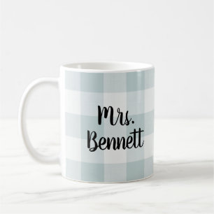 Mug Blue Buffalo Check Mme Monogramme