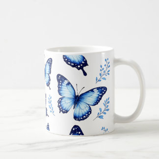 Mug Blue butterflies pattern