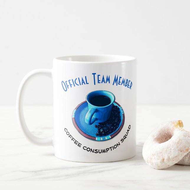Mug Blue Cup Saucer Coffee Amateurs de café Texte Modè (Avec donut)