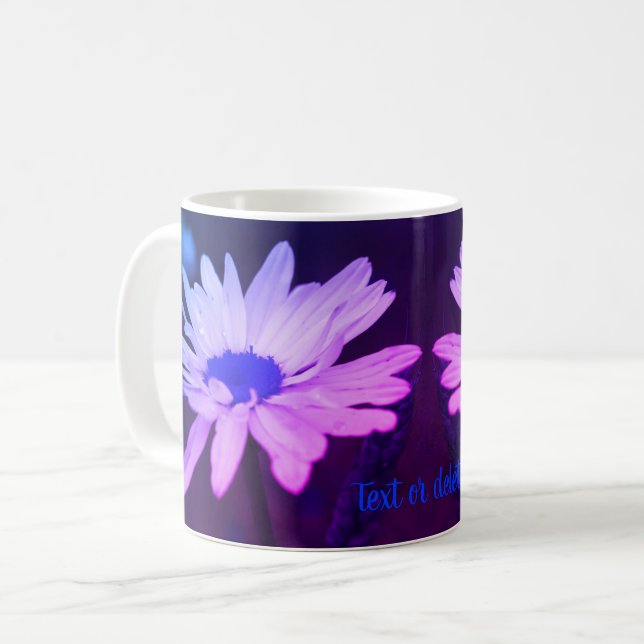 Mug Blue Daisy Centre Floral Art Personnalisé (Devant gauche)