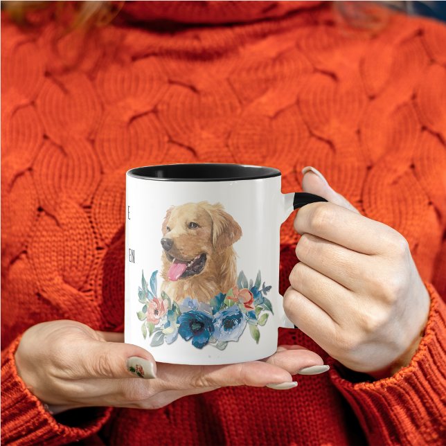 Mug Blue Floral Golden Retriever Life (Créateur téléchargé)