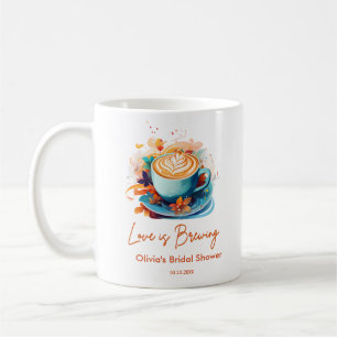 Mug Blue Floral Love is Brewing Mariage Café 