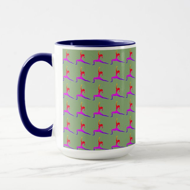 Mug Blue 'Fun Yoga Designs' Combo Coffee Mug/ Cup (Gauche)