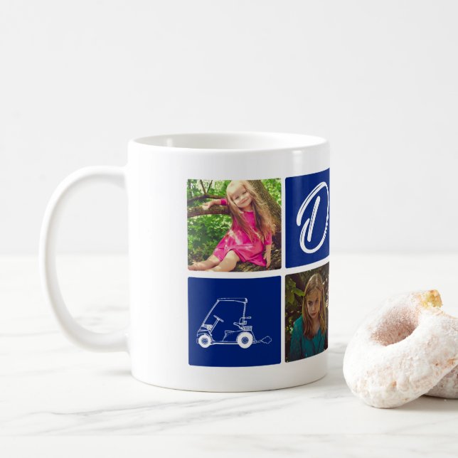 Mug Blue Golf Photo Collage Cadeau pour papa Fête des  (Avec donut)