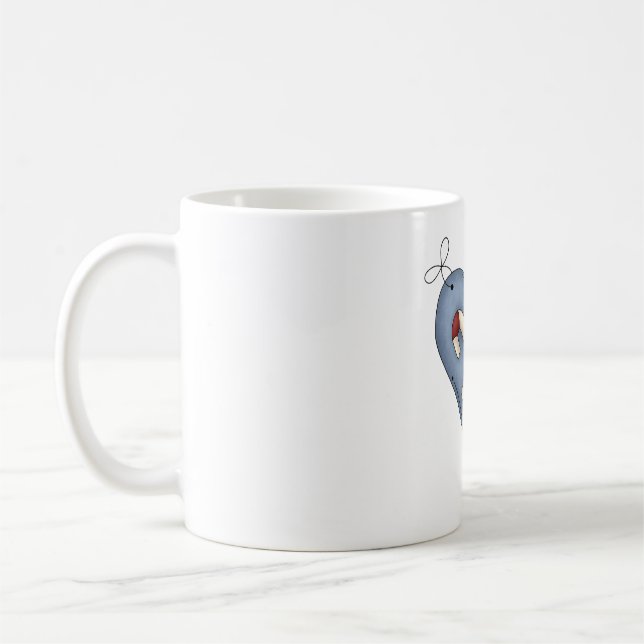 Mug Blue Heart with Candy Canes Country Christmas (Gauche)