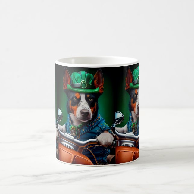 Mug Blue Heeler Chien Conduite Vélo St. Patrick's Day (Centre)