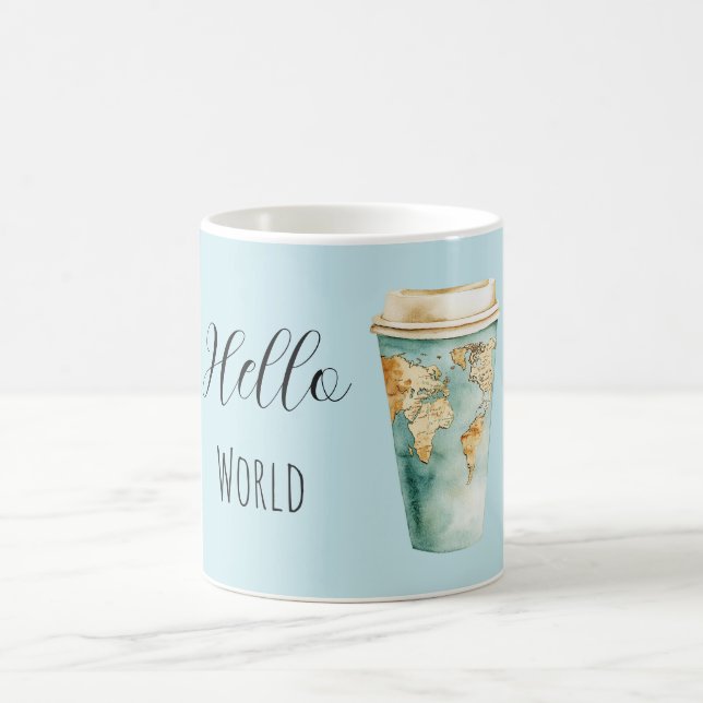 Mug Blue Hello World Coffee Cup (Centre)