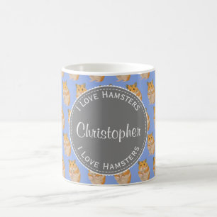 Mug Blue I love Hamsters Hamster Motif