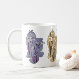 Mug Blue Iris Floral Art Sepia Personnalisé