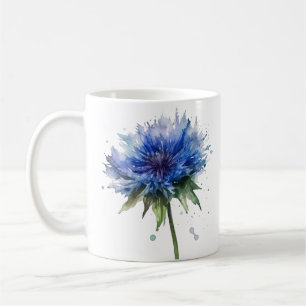 Mug Blue Meadow Magie : Aquarelle Cornflower Art