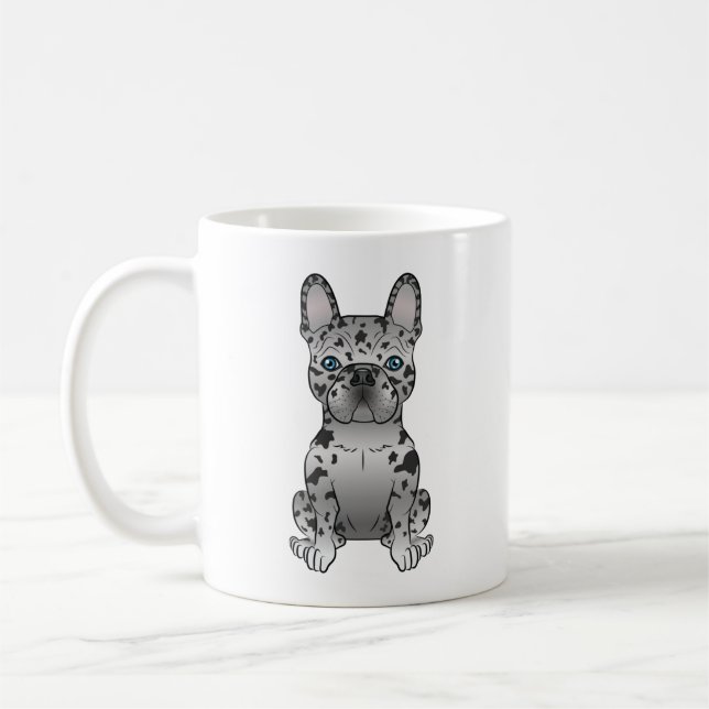 Mug Blue Merle French Bulldog / Frenchie Cartoon Chien (Gauche)