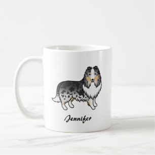 Mug Blue Merle Shetland Sheepdog Dessin et nom