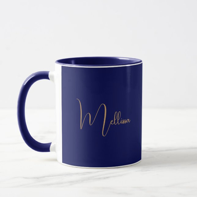 Mug Blue minimalist custom name  (Gauche)