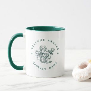 Mug Blue Navy Ancre nautique club de yacht retro pieuv