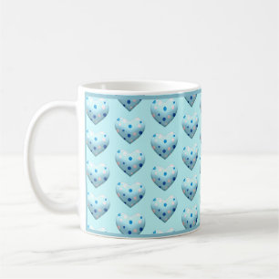 Mug Blue Polka Dot Heart Cute Café