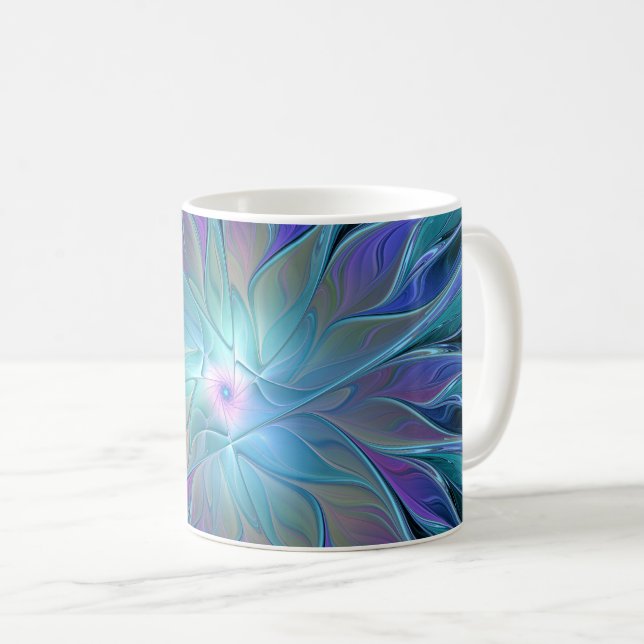 Mug Blue Purple Flower Dream Abstrait Fractal Art (Devant droit)