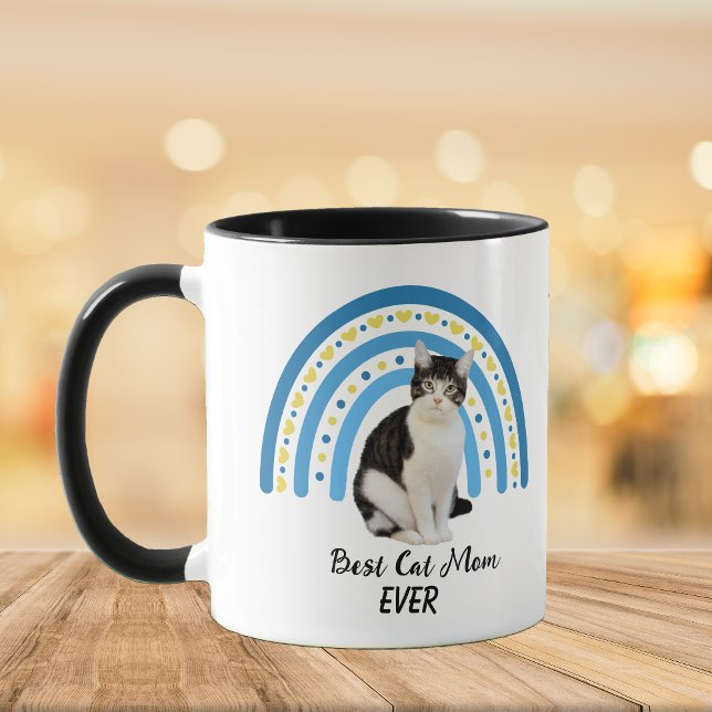 Mug Blue Rainbow Best Grey White Chat Maman (Créateur téléchargé)