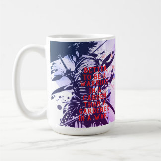 Mug Blue Samurai & Cherry Blossom Ink Art Motivational