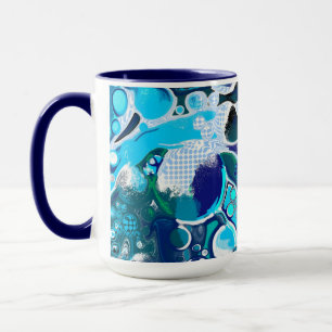 Mug Blue Sea bulles Art Abstrait