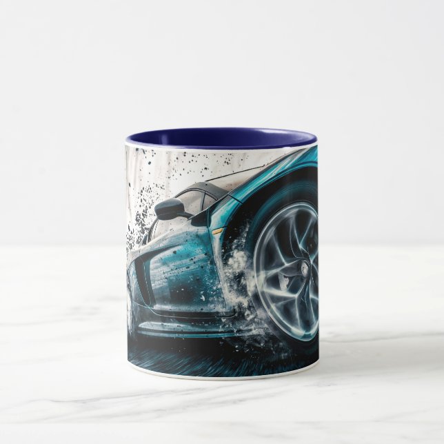 Mug Blue Sleek Drifsport voiture automobile (Centre)