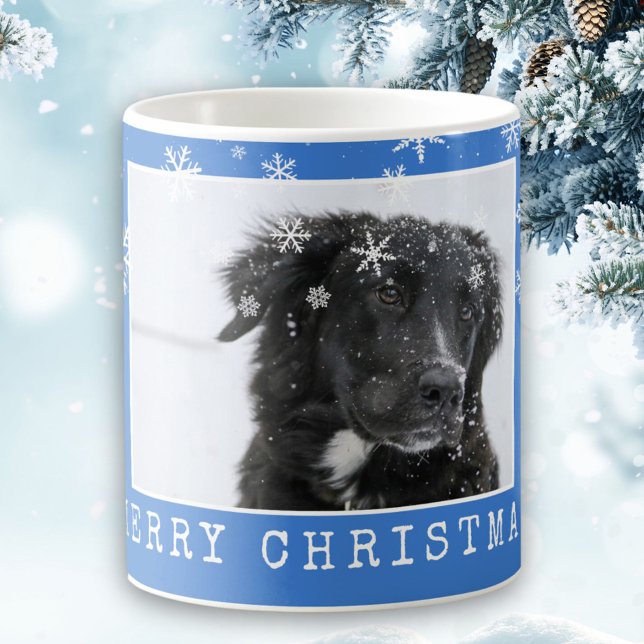 Mug Blue Snowflakes Chien animal de compagnie Photo Jo (Créateur téléchargé)
