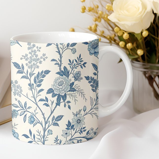 Mug Blue Vintage Floral Pattern (Créateur téléchargé)