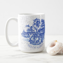 Mug Blue Willow Rabbit Island Whimsical Crackle Look