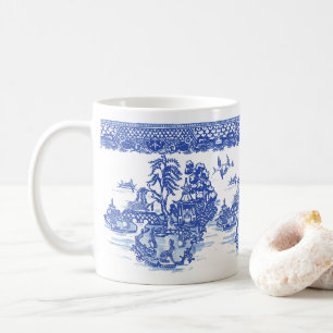 Mug Blue Willow Rabbit Isle of Animals Classic Fun Art