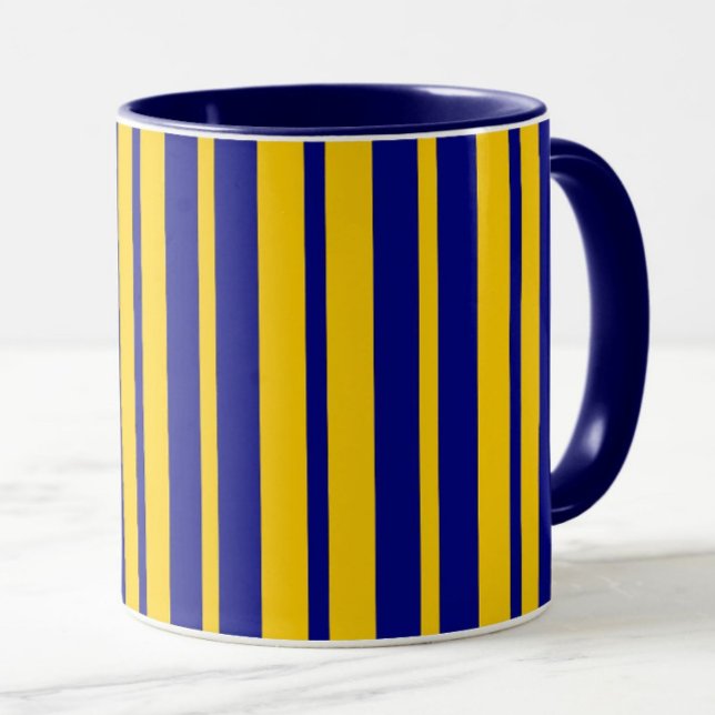Mug Blue Yellow Stylish Stripes Pattern Design  (Créateur téléchargé)