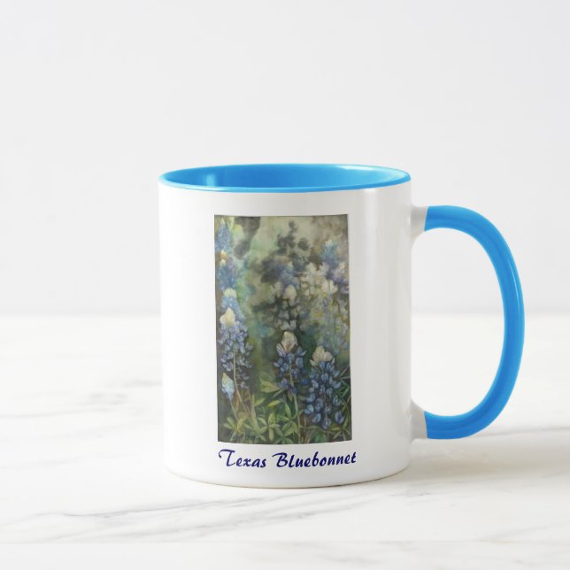 Mug Bluebonnets d'aquarelle (Droite)