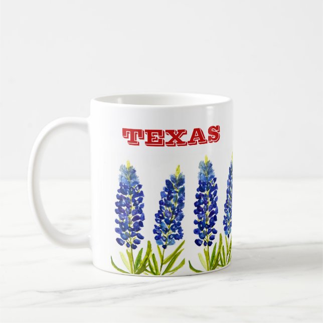 Mug Bluebonnets Texas State Flowers Lupine Watercolor (Gauche)