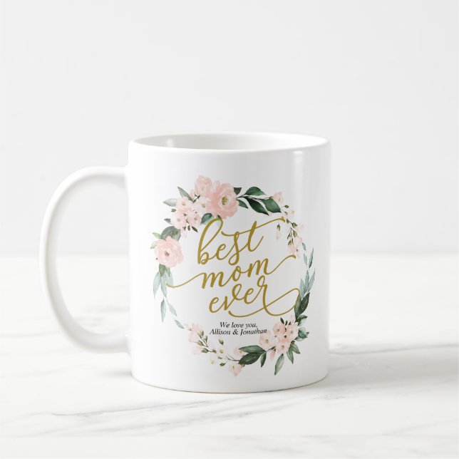Mug Blush Floral Wreath Meilleure Maman Jour des mères (Gauche)