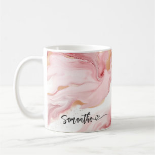 Mug Blush Marble personnalisé avec nom et coeur