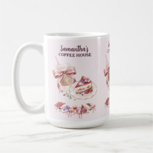 Mug Blush Pink Patisserie Café Branding Aquarelle