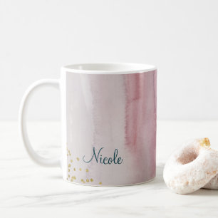 Mug Blush Rose Moderne Luxueux Or Bleu Personnalisé