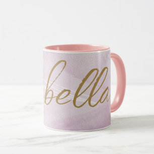 Mug Blush Rose Monogramme   Élégant Rose Or Minimalist