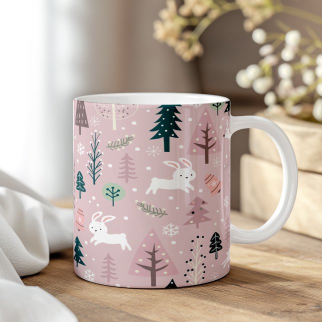 Mug Boho Blush Pink Winter Woodland Noël (Boho Blush Pink Winter Woodland Christmas Coffee Mug)