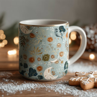 Mug Boho chic lunes et éléments botaniques dans des to