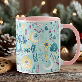 Mug Boho chic lunes et lanternes en turquoise et or
