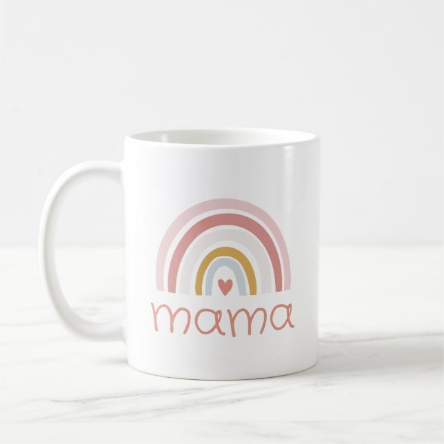 Mug Boho Chic Rose Rainbow Nom de maman (Gauche)