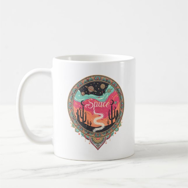 Mug Boho Cosmic Desert Retro Space Art (Gauche)