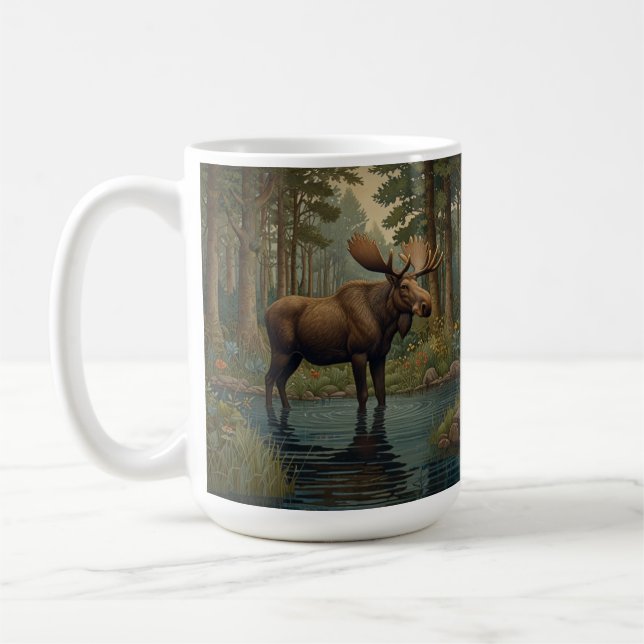 Mug Boho de l'orignal rustique forêt boisée verdure (Gauche)