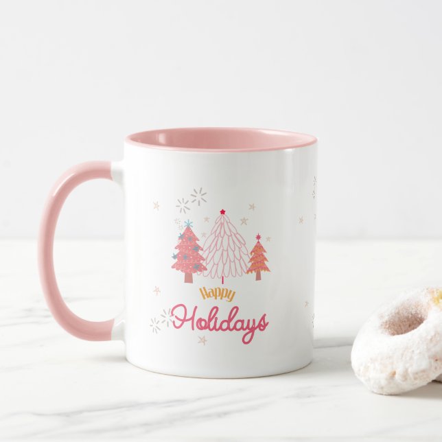 Mug Boho de Noël rose (Avec donut)