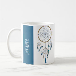 Mug Boho Dreamcatcher Four Web Blue Feathers