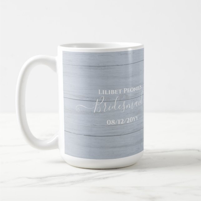 Mug BOHO Dusty Blue Driftwood Mason Jars Mariage (Gauche)