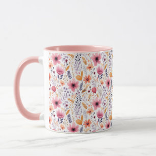 Mug Boho Fleur sauvage rose orange violet corail Flora