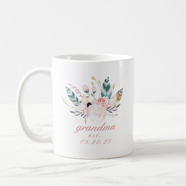 Mug Boho Floral Fête des mères Cadeau grand-mère (Gauche)
